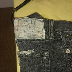 Ralph Lauren polo, black,button fly, boot cu Jeans